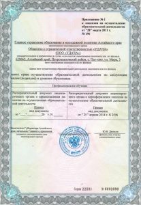 Лицензия автошколы Удача